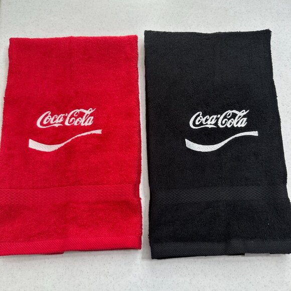 Coca Cola Towels Embroidered Hand Towel Set Red Black Bathroom Home Decor - Picture 3 of 5